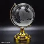 TRACES Crystal Feng Shui Crystal Globe for Office Students Study Table | Small Size Crystal Glass Earth Globe with Golden Stand for Kids | Learning Home Decor (Small Diameter 6 CM)