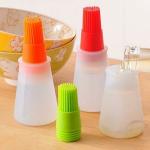 TENDULA Silicone Oil Dispenser Bottle Brush Pastry Basting Brush Oil Honey Wine Sauce Grill Brush for Barbecue Cooking Frying Kitchen Tools (Pack of 3)
