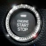 Incognito Decorative Rhinestone Car Engine Start Stop Push Button Ring Sticker for All Cars, Metal (White)