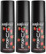 Manforce Lube Lubrication Gel for Men & Women Condoms Strawberry Flavoured 60ml x pack of 3