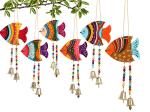 Priscilla Handicraft and Durable Multicolor Wood Hand Painted Fish Door and Wall Hangings (Pack of 6)