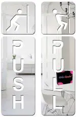 Bikri Kendra - Push Pull Silver Sign Board - 3D Acrylic Mirror Stickers Model no 18
