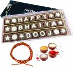Bhai Dooj Chocolate Gift Set for Brother with Tikka ,Roli,Moli,Chawal -Happy Bhaiya Dooj Chocolate Message-Surprise Bhaiya Dooj Gift Pack