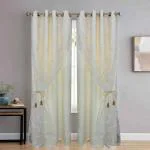 Jvin Fab Pearl White Polyester Curtains, 5 Ft (Set Of 2)