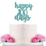 Festiko Blue Glitter Happy 100 Days Cake Topper For Hello Baby 100th Day Cake Topper, BabyS Celebration, Wedding Party Decorations