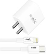 Unix 3 A Mobile 20 W Apple iPhone Power Adapter | Type-C to Lightning Cable (1 m)| Charger with Detachable Cable  (White, Cable Included)
