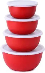 UNINOX Stainless Steel Storage Bowl (Pack of 4,Red)