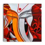 Tamatina Multicolor Modern Art Ganesha Abstract Unframed Art Canvas Painting - 13X13 Inch