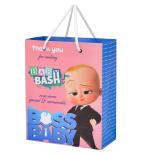 Ppj Happy Birthday Thank You For Baby Bash (Boss Baby Theme) Party (10 Pcs.) Paper Carry Bag, 10 Inch X 8 Inch X 4 Inch Return Gift/ Happy Birthday/Return Gifts /Gifts/ Gift Bags/Gift Covers (Pack Of 10)