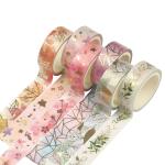 Lakeer Gold Washi Tape Set 15MM Flower Skinny Masking Decorative Tape Pack for DIY Scrapbooking, Crafts, Gift Wrapping, Holiday Decoration (Autumn Floral Pattern 6 Rolls)