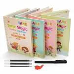 HARIDUN Reusable Magic Practice Notebook 4 Books Math, Drawing, Alphabet, Number, Pen with 10 Refills, Magic calligraphy books for kids