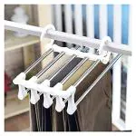 KUNYA 5 in 1 Pant Rack Shelves Plastic Metal Magic Shirt Saree Dresses Scarf Hanger