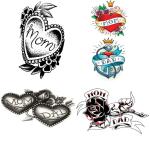 Temporary Tattoowala Heart Black Mom Dad infinity Designs Pack of 4 Temporary Tattoo Sticker For Men and Woman Temporary body Tattoo (2x4 Inch)