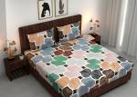 CAPYLYTE King Size Double Bed Cotton Fitted Bedsheet with 2 Pillow Covers (Multi)