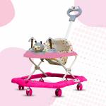 Evoshine Baby Ginger Walker - Foldable Design with Parent Handle Rod and Big Comfortable Seat Cushion for Babies 6-18 Months - Perfect Baby Toy and Walking Support for Boys and Girls