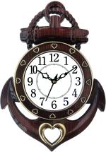 Shrijay Analog 30 cm X 22 cm Wall Clock (Brown, With Glass, Standard)