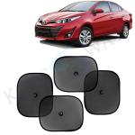 Kingsway Car Curtain Sticky Sun Shade Universal Use for Toyota Yaris, 2018 Onwards Model, Color : Black, Mesh, Pack of 4 Piece Car Sun Shades Blinds Cover