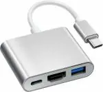 UGPRO USB C to HDMI Adapter USB Type C Adapter Multiport AV Converter OTG cable with 4K HDMI Output USB C Port & USD3.0 Fast Charging Port Compatible for Any HDMI Monitor Like TV, Projector (Silver)