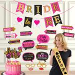 Zyozique Bachelorette Party Decorations Kit - Banner, Photo Booth Props with Cake Topper & Sash (Set of 19)
