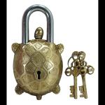 ABN EXPORTS Antique Brass Turtle Padlock Lock with 2 Keys Working Functional Garden Padlock