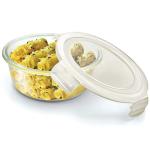 Treo By Milton Store Fresh Round Glass Storage Container, 580 ml, Transparent | Microwave Safe | Dishwasher Safe | Food Safe | Scratch Resistant | Refrigerator Safe