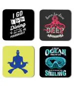 Whats Your Kick Scuba Diving I Go Scuba Diving But Only Periodically Quotes Printed Set of 4 Coaster With Metal Stand