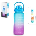 MADHAV 2L Sipper Water Bottle for Adults with Motivational Time Marker, Leakproof Durable BPA Free Non-Toxic Water Bottle for office, 2Liter Water bottle for Gym, Blue Fuchsia, 2 Litre