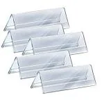 TANGYOAK Decor Studio Acrylic Name Plate V Shape Double Sided Table Top Sign Holder Table & Desk Name Plate Display Stand for Office Table, 12x2.5 Inches (Pack of 5)