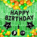 SPECIALYOU.IN birthday decoration items, foil curtains backdrop for decoration, birthday decoration kit, foil balloons for birthday, black star foil balloons with balloon pump - 38 pcs