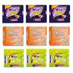 WOW Combo of Maxi Jumbo Plus , Ultra Super Plus & Ultra Jumbo Nighter Pads - Pack of 9 (63 Pads)