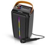 Blaupunkt Atomik PS30 Pro Wireless Bluetooth 30W Outdoor Party Speaker I Dual Passive RadiatorI 3000mAh Battery I Dynamic RGB Lights I Karaoke with Wired Mic I EQ Button I Flexible Carrying Strap