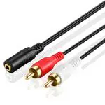 Kebilshop 3.5mm Female Stereo Jack to 2 RCA Male Plugs Cable 1.2 Meter Black