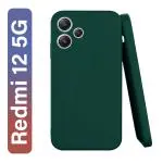 Knotyy Back Cover Case for Redmi 12 5G (Matte Soft Silicon Flexible, Camera Bump Protection, Green, Pack of: 1)
