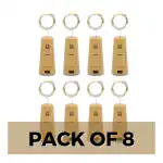 Turbo Traders 18 LED Wine Bottle Cork Copper Wire String Lights, 2M Battery Powered (Warm White, Pack of 8)