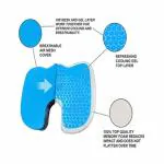 VIAGGI Coccyx Orthopedic Memory Foam Cooling Gel Seat Cushion for Relief from Lower Back Pain, Sciatica, Tailbone, Lumbar Pain, Pelvic Pressure and Hip Pain - Navy Grey