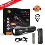 amiciVision Metal LED Flashlight, XHP50 LED Water Resistant Zoomable Torch with 5 Lighting Modes for Camping, Hiking (with 3*AAA Battery)