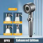 Rich mart 4 in 1 high pressure massage Handheld shower head with 3 mode adjustment, One-button Adjustment Shower Head And Sprinkler with 1.5m Hose Pipe
