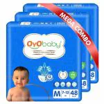 OYO BABY Premium Soft Baby Diapers Pants, Upto 12 Hrs Absorption, Leak-proof technology, For perfect Dry nights (Pack of 3, 144 pcs Medium size)