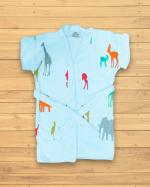 THE LITTLE LOOKERS Swimming Bath Gown/Bath Robe/Bathing Accessories/Bathing Essentials for Kids/Baby Boys & Baby Girls in Attractive Prints (Bunny Blue, 0-1 Years(Small))