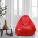 SATTVA Classy.Elegant.Stylish XXXL Leatherette Filled Bean Bag With Beans 29 inch x 29 inch x 44 inch Red
