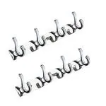 Rawk Stainless Steel S-Type 4 Pin Bathroom Cloth Hooks Hanger Wall Bedroom Bathroom Robe Hooks Rail for Hanging Keys, Cloth Hook Hanger Wall Mounted Hook Rail,Wall Hanger,Khunti - (4-Pin , Set of 2)