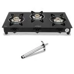 Fogger Fuera Mestizo Glass Top 3 Burner Auto Ignition Gas Stove with Gas Lighter