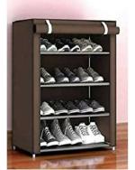 BDMP Brown Plastic 4 Shelves Shoe Rack (30 x 58 x 70 cm)