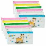 TULMAN Adorable Cartoon PVC Zipper Pencil Pouches for Kids B'Day Party Return Gifts to Carry Pencil pens in Stationery Pouch with Zip Lock Accessories for Childrens - (Pack of 12) (20 x 10 cm)
