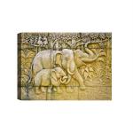 SHASWAT ART The Elephant Embossed Canvas Painting with Wooden Box Frame for Living Room, Bed Room, Office, Hotels (46cm x 61cm)