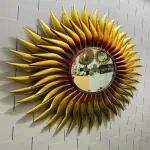 The Handicraft Store Iron Metal Sun Wall Mount Mirror | Antique Mirror for Home Decor, Living Room, Hall, Bedroom & Office (Size - 38 X 38 Inch)