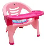 Little Chime Pink Plastic Durable Chair with Tray for Kids