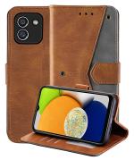 Autofocus Faux Leather Back Case Flip Cover for Samsung Galaxy A03, Samsung A03 with ID Card Slot | Foldable Stand | 2 Card Slot | 1 Cash Slot | Magnetic Closure - Executive Brown, 21816