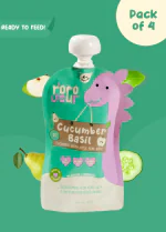 Rorosaur Baby Puree made with Cucumber, Green Apples, Mint, Basil | No salt No sugar | For 6+ months baby | No preservatives | 100% natural | Pack of 4, 100 g each