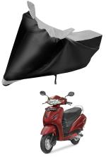 Auto Hub Bike Body Cover for Honda Activa 4G , Dustproof UV Protection water resistant Custom Fit Cover-(Black-Silver )